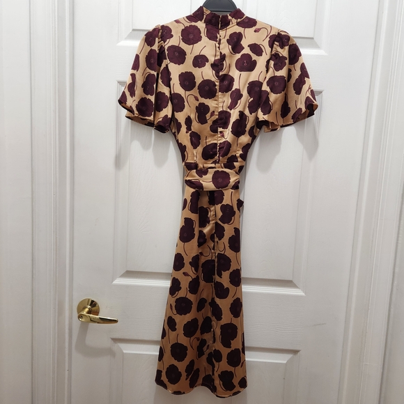 Ann Taylor Floral Flutter Sleeve Belted Flare Dress - Picture 3 of 10